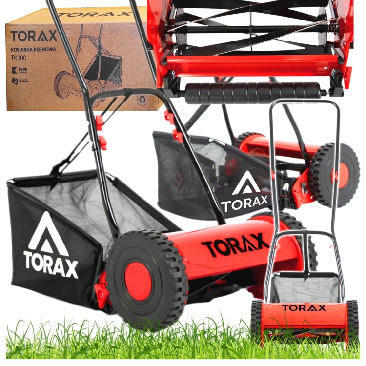 KOSIARKA RĘCZNA PCHANA MECHANICZNA BĘBNOWA TORAX TK300 + KOSZ 30CM 14-47 MM
