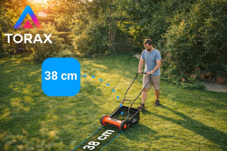 KOSIARKA RĘCZNA BĘBNOWA TK380 MECHANICZNA WRZECIONOWA KOSZ 18L PCHANA 38cm