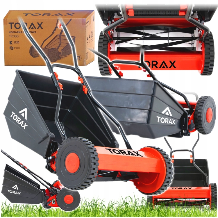KOSIARKA RĘCZNA BĘBNOWA TK380 MECHANICZNA WRZECIONOWA KOSZ 18L PCHANA 38cm