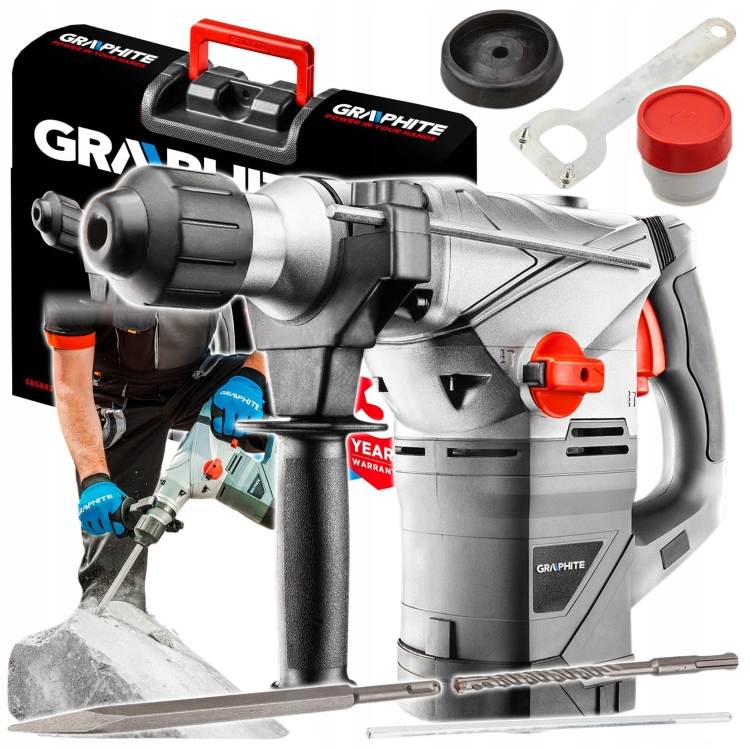 GRAPHITE MŁOT UDAROWY SDS+ 1500W 58G862 4,5J WALIZKA OSPRZĘT DŁUTO WIERTŁO