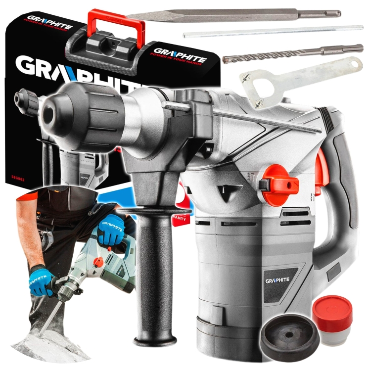 GRAPHITE MŁOT UDAROWY SDS+ 1500W 58G862 4,5J WALIZKA OSPRZĘT DŁUTO WIERTŁO