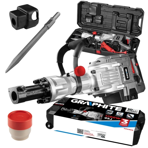 GRAPHITE MŁOT WYBURZENIOWY 45J HEX 30MM 1700W 1500RPM +DŁUTO WALIZKA 58G868