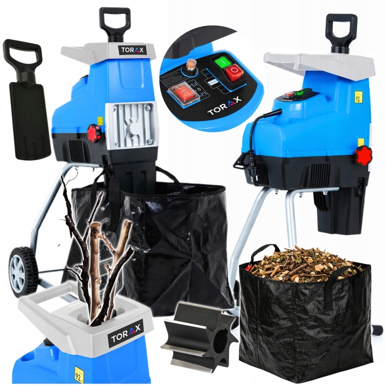 RĘBAK ROZDRABNIACZ ELEKTRYCZNY DO GAŁĘZI FREZOWY MOCNY 3800W 44MM + WOREK