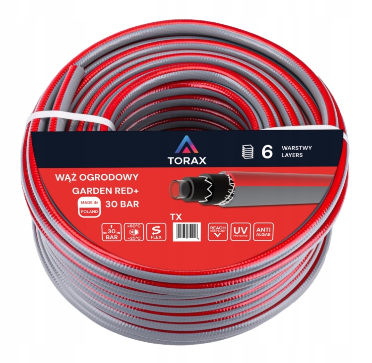 WĄŻ OGRODOWY 6-WARSTWOWY NIE SKRĘCAJĄCY SIĘ 30BAR 3/4'' 20M POLSKI +ZŁĄCZKI