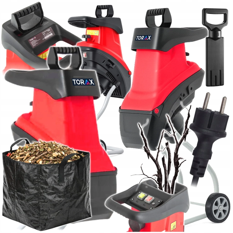 RĘBAK ROZDRABNIACZ ELEKTRYCZNY GAŁĘZI TARCZOWY MOCNY 3500W 45MM + WOREK 40L