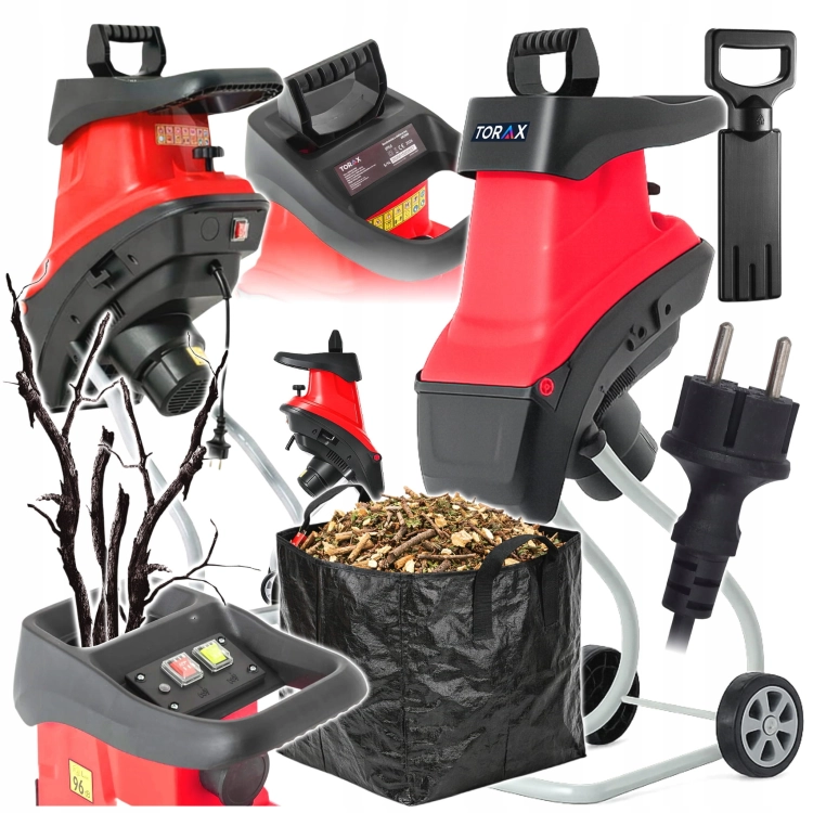 RĘBAK ROZDRABNIACZ ELEKTRYCZNY GAŁĘZI TARCZOWY MOCNY 3500W 45MM + WOREK 40L