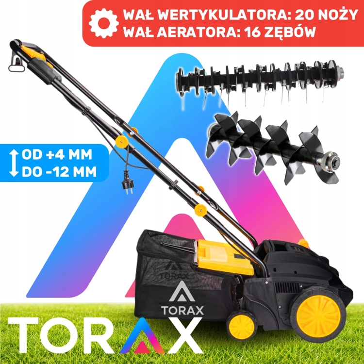 AERATOR ELEKTRYCZNY AERATOR WERTYKULATOR TRAWY 3W1 REGULACJA 30L KOSZ 2800W