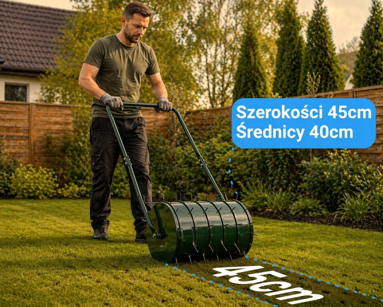 WALEC OGRODOWY DO TRAWY TRAWNIKA Z KOLCAMI AERATOR 30L KOLCE STALOWY RĘCZNY