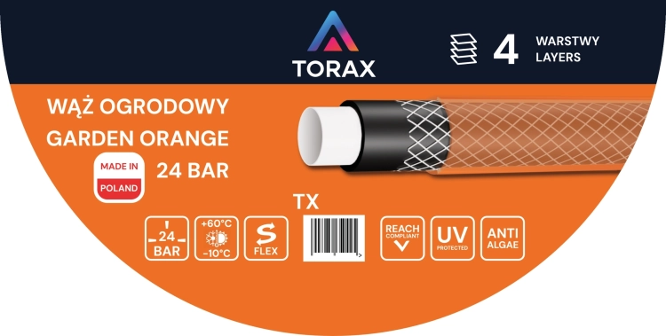 WĄŻ OGRODOWY 4-W 24 BAR 3/4'' 30m WZMOCNIONY DO WODY POLSKI ZRASZACZ +YATO