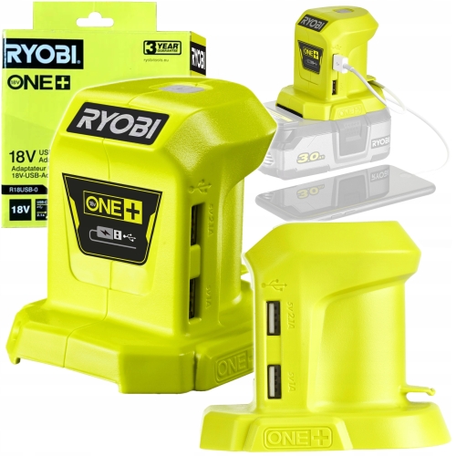 RYOBI BEZPRZEWODOWY ADAPTER USB typ A 2,1 A + 1,0 A 18V ONE+ R18USB-0