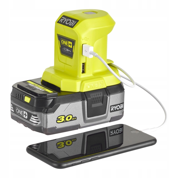 RYOBI BEZPRZEWODOWY ADAPTER USB typ A 2,1 A + 1,0 A 18V ONE+ R18USB-0