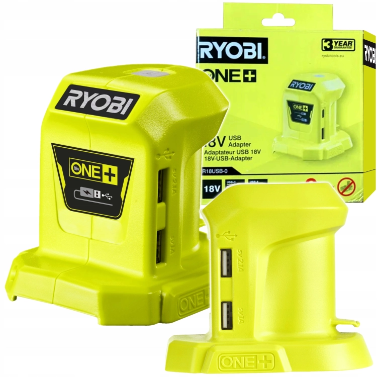 RYOBI BEZPRZEWODOWY ADAPTER USB typ A 2,1 A + 1,0 A 18V ONE+ R18USB-0