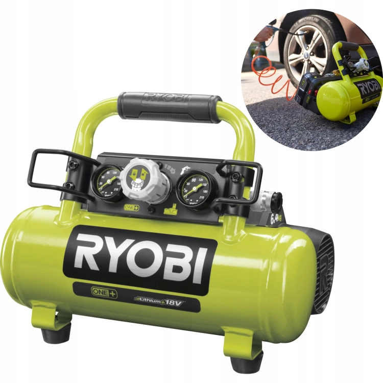 RYOBI KOMPRESOR SPRĘŻARKA DO KÓŁ 8.3 Bar 18V AKUMULATOROWY ONE+ R18AC-0
