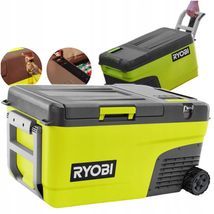 RYOBI LODÓWKA TURYSTYCZNA 23L AKUMULATOROWA 18V HYBRYDOWA KÓŁKA RY18CB23A-0