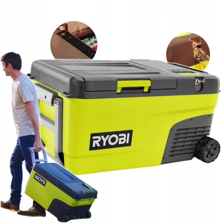 RYOBI LODÓWKA TURYSTYCZNA 23L AKUMULATOROWA 18V HYBRYDOWA KÓŁKA RY18CB23A-0
