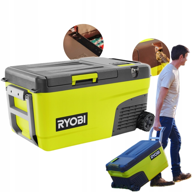 RYOBI LODÓWKA TURYSTYCZNA 23L AKUMULATOROWA 18V HYBRYDOWA KÓŁKA RY18CB23A-0