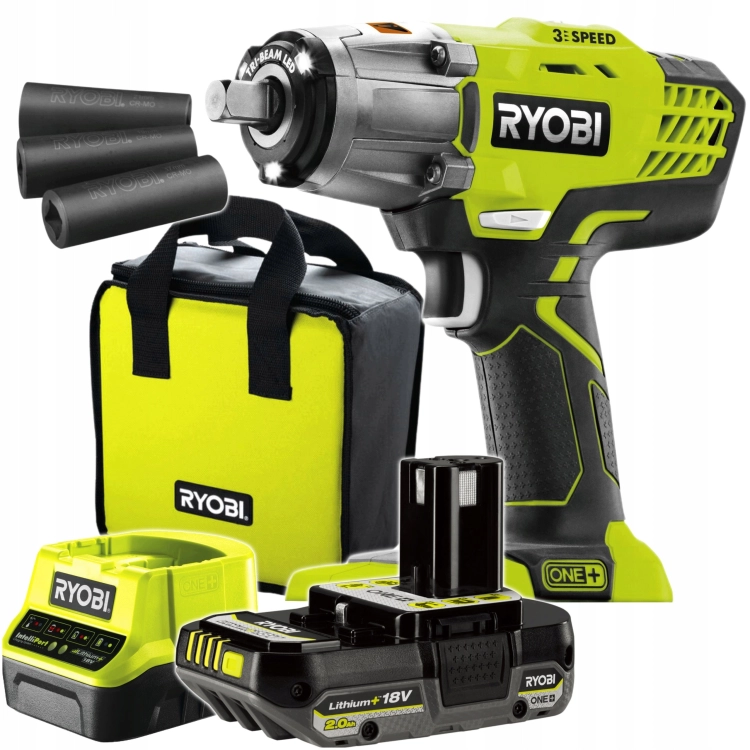 RYOBI KLUCZ UDAROWY 18V AKUMULATOROWY 2,0AH 400NM NASADKI TORBA R18IW3-120S
