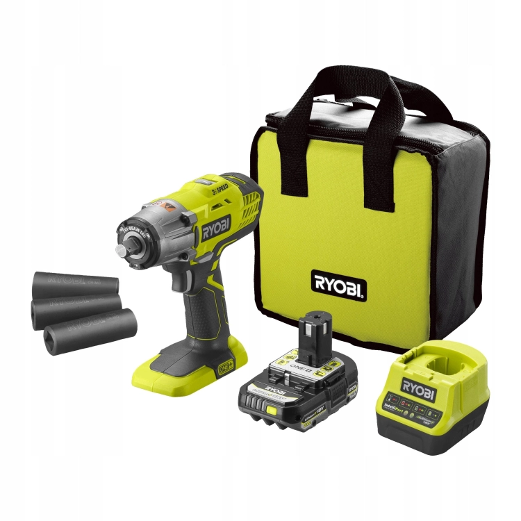 RYOBI KLUCZ UDAROWY 18V AKUMULATOROWY 2,0AH 400NM NASADKI TORBA R18IW3-120S