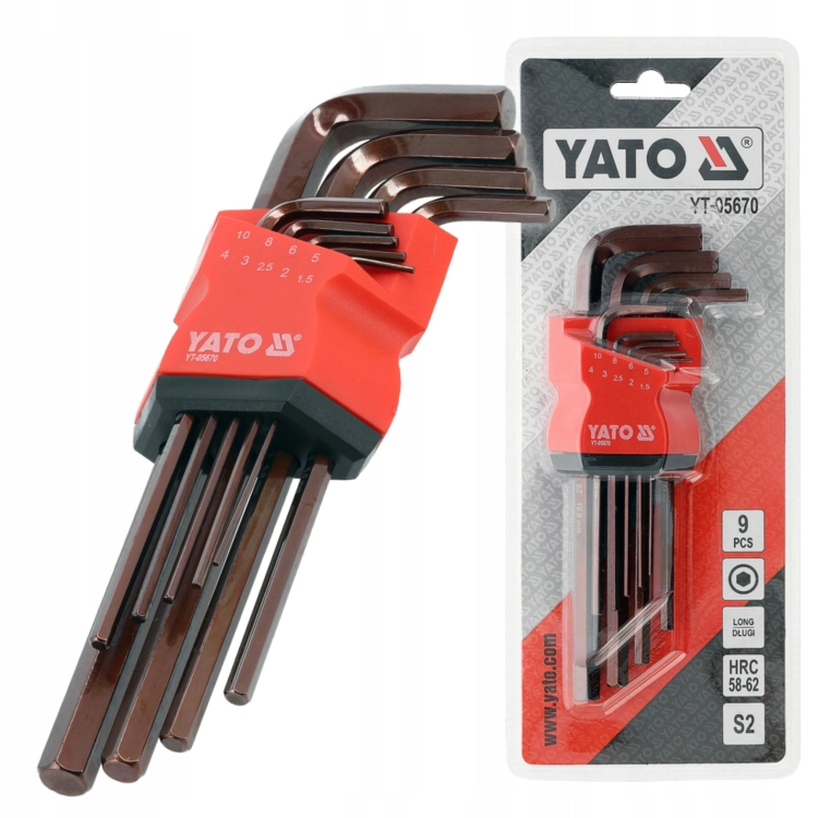 YATO ZESTAW KLUCZY IMBUSOWYCH DŁUGICH 1,5-10mm 9el. DŁUGIE SZEŚCIOKĄTNE