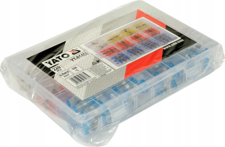 YATO ZESTAW 220 SZTUK KOSZULEK TERMOKURCZLIWYCH Z CYNĄ 0.25-6 MM2 YT-81460