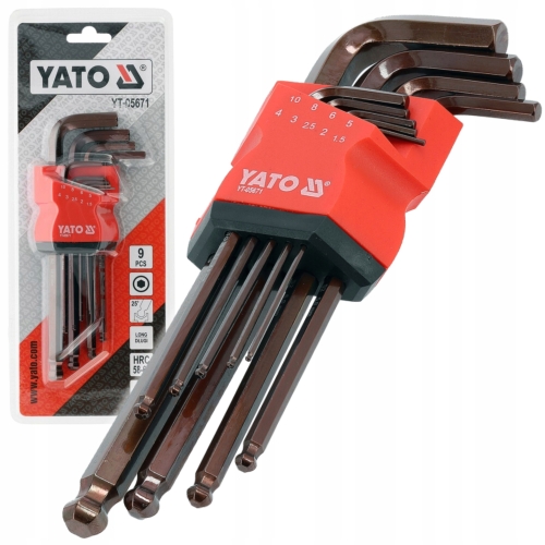 ZESTAW KLUCZY IMBUSOWYCH DŁUGICH 1,5-10MM 9EL.IMBUSY DŁUGIE Z KULKĄ YT05671