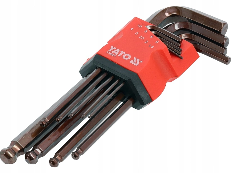 ZESTAW KLUCZY IMBUSOWYCH DŁUGICH 1,5-10MM 9EL.IMBUSY DŁUGIE Z KULKĄ YT05671