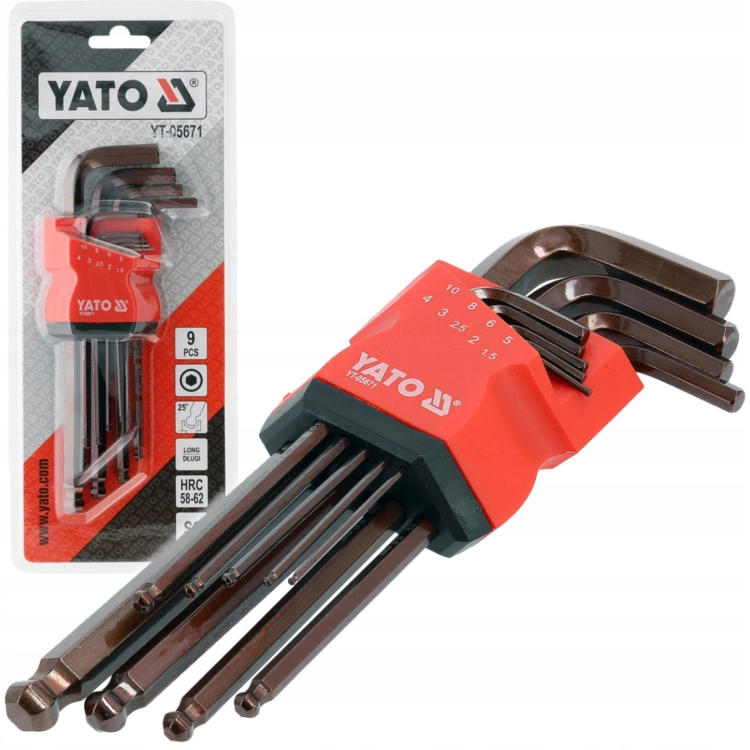 ZESTAW KLUCZY IMBUSOWYCH DŁUGICH 1,5-10MM 9EL.IMBUSY DŁUGIE Z KULKĄ YT05671