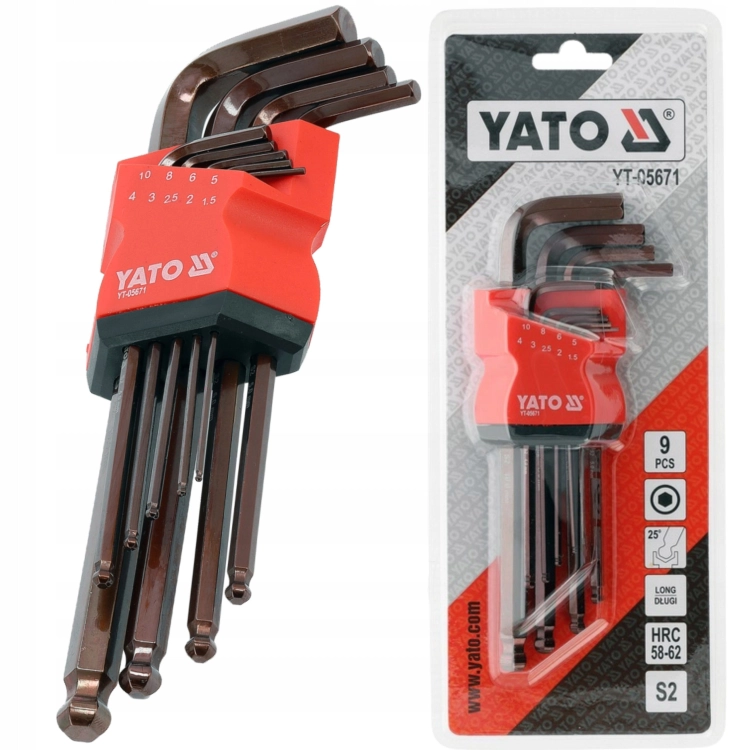 ZESTAW KLUCZY IMBUSOWYCH DŁUGICH 1,5-10MM 9EL.IMBUSY DŁUGIE Z KULKĄ YT05671