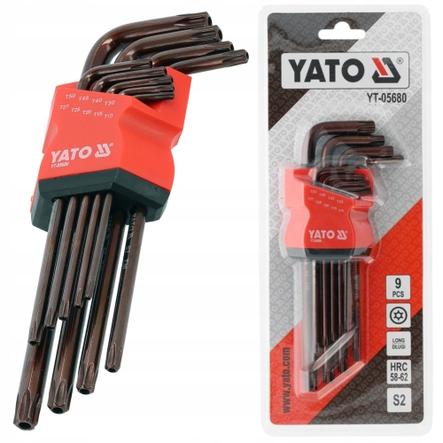 YATO KLUCZE IMBUSOWE ZESTAW KLUCZY TORX T10-T50 9EL. CR-V IMBUSY Z OTWOREM
