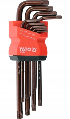 YATO KLUCZE IMBUSOWE ZESTAW KLUCZY TORX T10-T50 9EL. CR-V IMBUSY Z OTWOREM