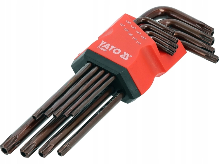 YATO KLUCZE IMBUSOWE ZESTAW KLUCZY TORX T10-T50 9EL. CR-V IMBUSY Z OTWOREM