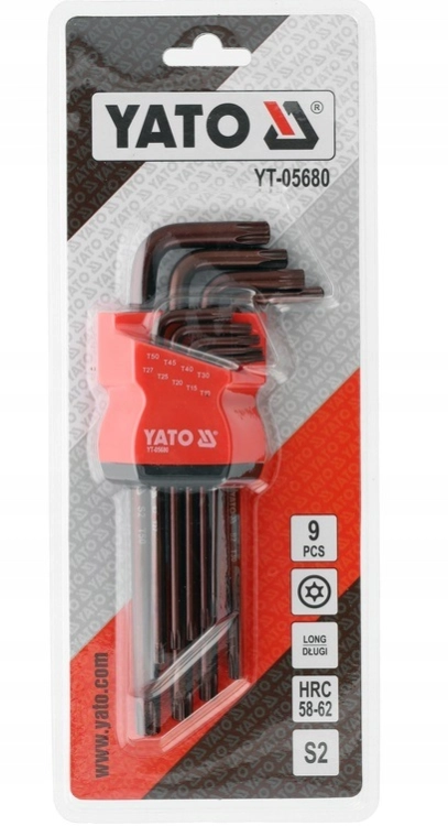 YATO KLUCZE IMBUSOWE ZESTAW KLUCZY TORX T10-T50 9EL. CR-V IMBUSY Z OTWOREM