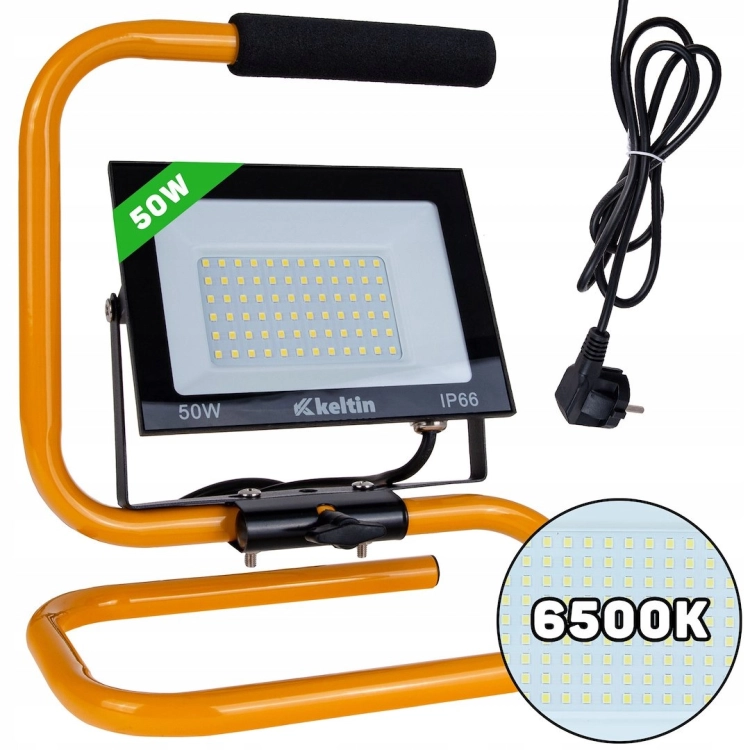 NAŚWIETLACZ LED 50W STATYW LAMPA ROBOCZA IP66 6500K BIAŁA ZIMNA K02059