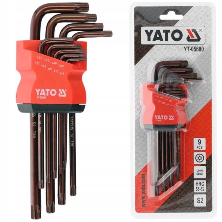 YATO KLUCZE IMBUSOWE ZESTAW KLUCZY TORX T10-T50 9EL. CR-V IMBUSY Z OTWOREM
