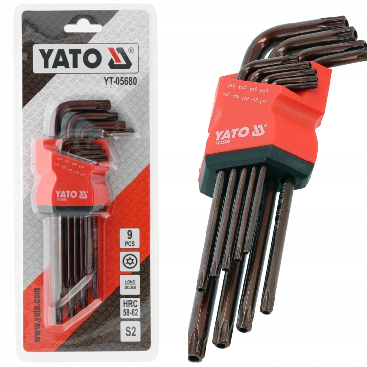 YATO KLUCZE IMBUSOWE ZESTAW KLUCZY TORX T10-T50 9EL. CR-V IMBUSY Z OTWOREM