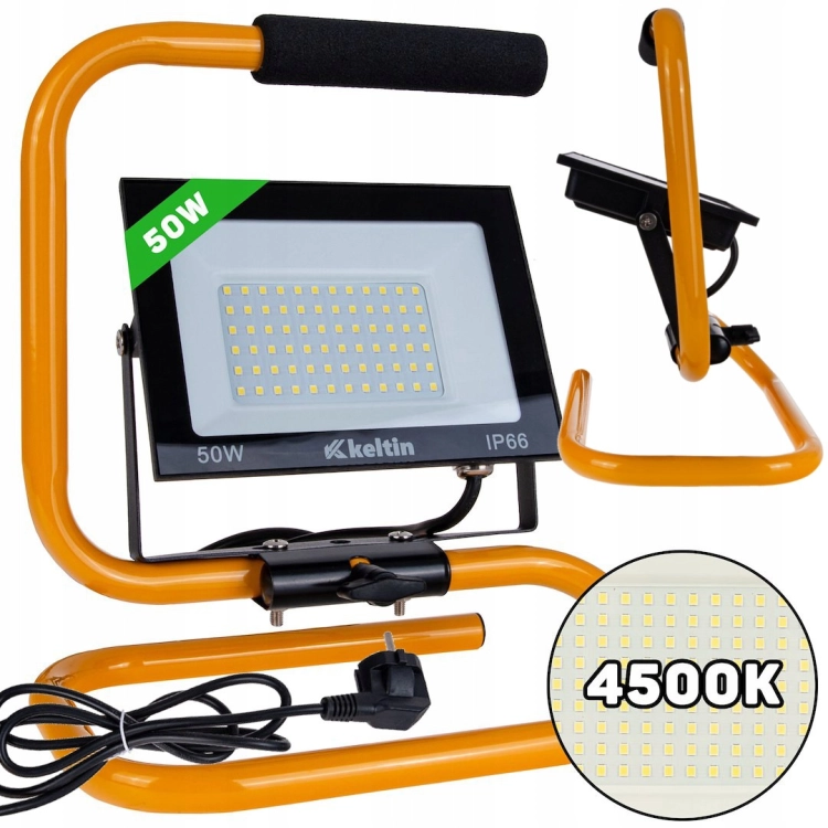 LAMPA ROBOCZA LED 50W ZE STATYWEM NAŚWIETLACZ BUDOWLANY 4500K IP66 LAMPA