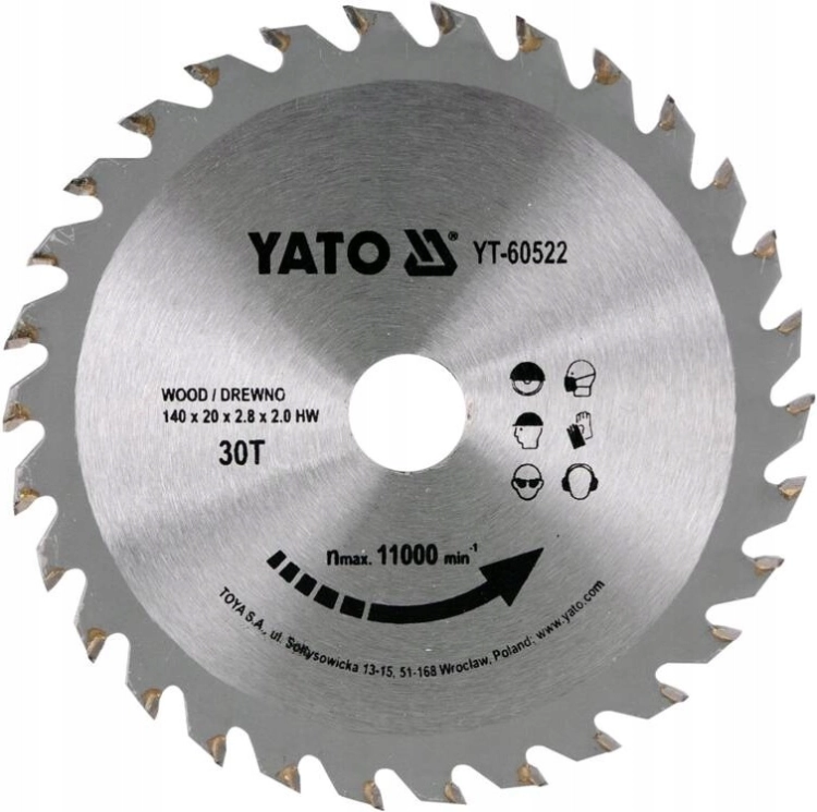 YATO PIŁA TARCZOWA Z WĘGLIKIEM WOLFRAMU DO DREWNA 140X30TX20MM YT-60522