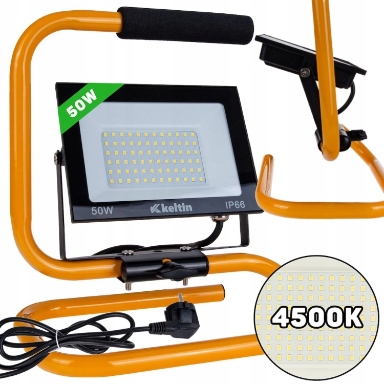 LAMPA ROBOCZA LED 50W ZE STATYWEM NAŚWIETLACZ BUDOWLANY 4500K IP66 LAMPA