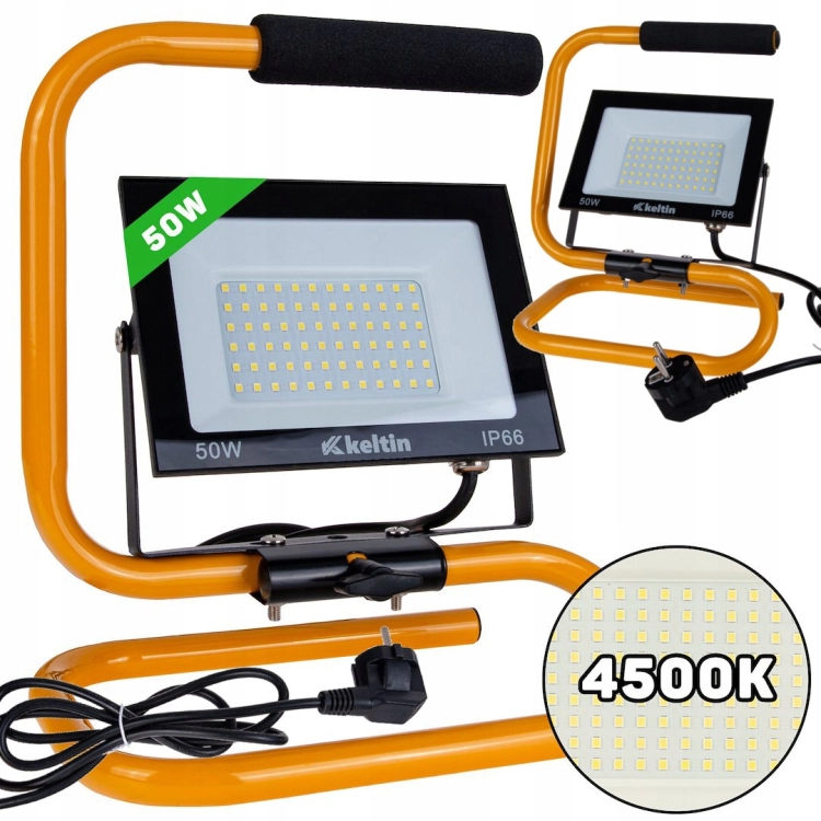 LAMPA ROBOCZA LED 50W ZE STATYWEM NAŚWIETLACZ BUDOWLANY 4500K IP66 LAMPA