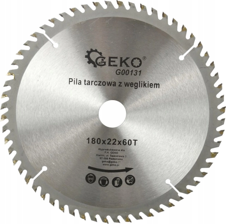 GEKO TARCZA DO DREWNA WĘGLIKOWA 180MM 60Z OTWÓR 22MM GŁADKIE CIĘCIE G00131