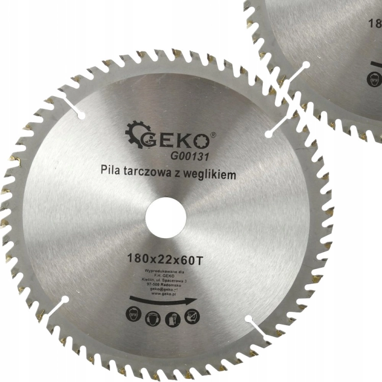 GEKO TARCZA DO DREWNA WĘGLIKOWA 180MM 60Z OTWÓR 22MM GŁADKIE CIĘCIE G00131