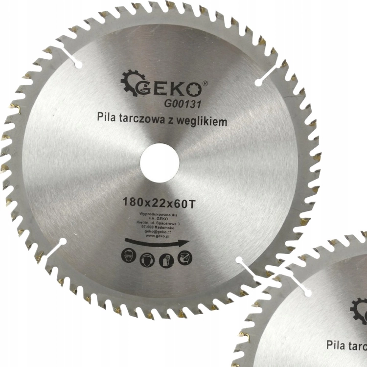 GEKO TARCZA DO DREWNA WĘGLIKOWA 180MM 60Z OTWÓR 22MM GŁADKIE CIĘCIE G00131
