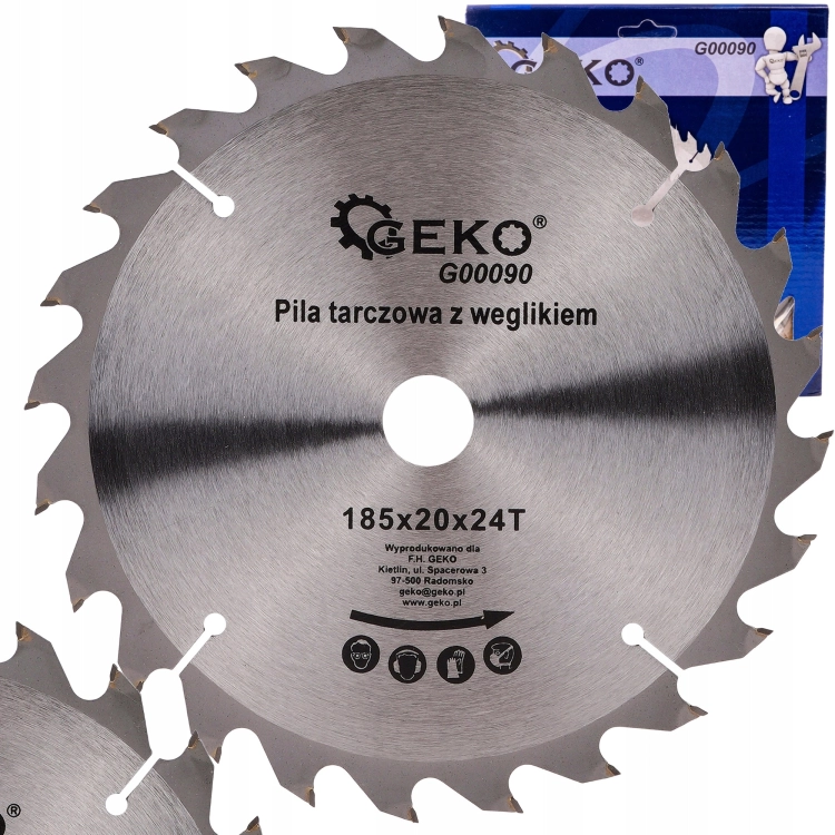 GEKO TARCZA DO DREWNA 185X20MM 24 ZĘBY PIŁA TARCZOWA DO CIĘCIA DREWNA I MDF