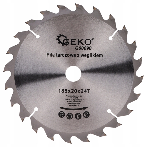 GEKO TARCZA DO DREWNA 185X20MM 24 ZĘBY PIŁA TARCZOWA DO CIĘCIA DREWNA I MDF