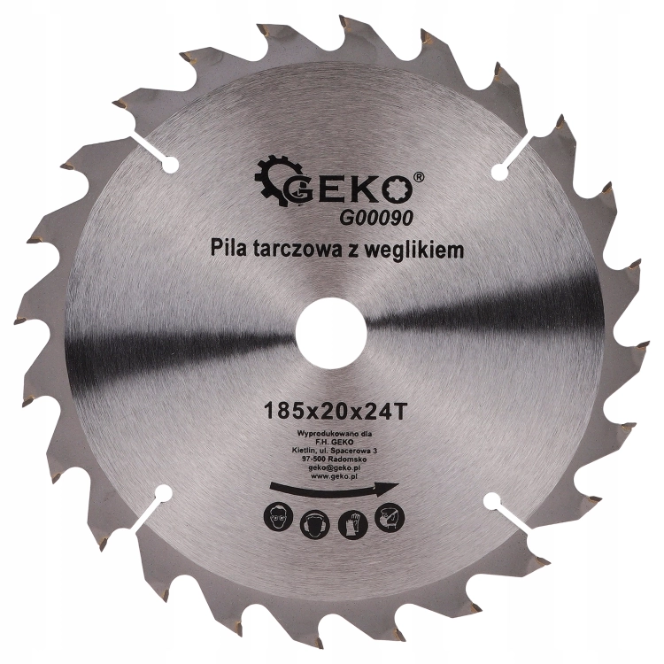 GEKO TARCZA DO DREWNA 185X20MM 24 ZĘBY PIŁA TARCZOWA DO CIĘCIA DREWNA I MDF