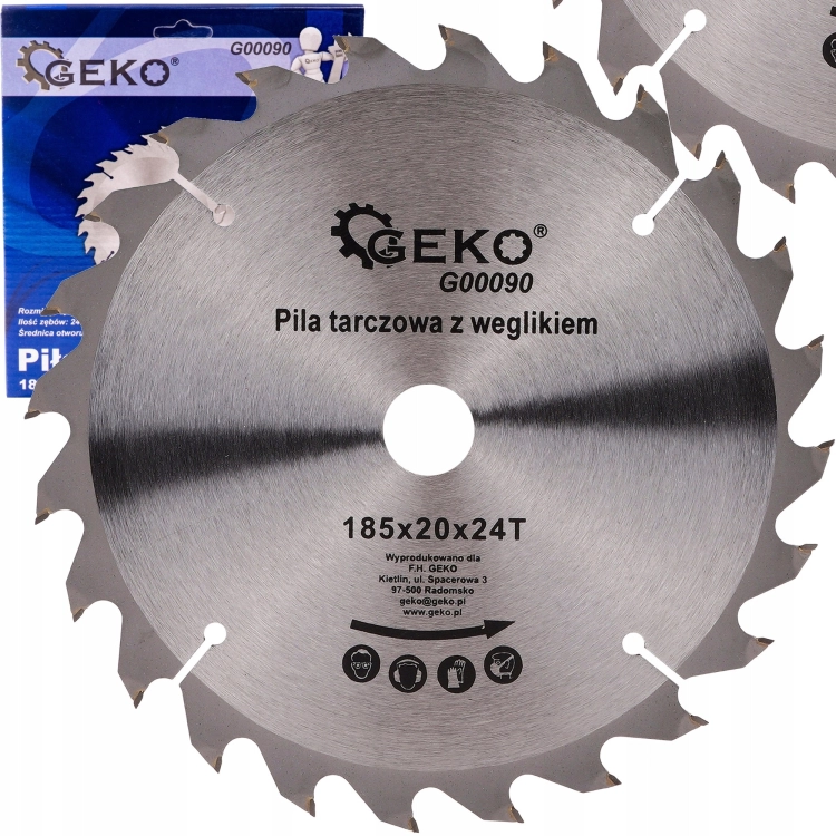 GEKO TARCZA DO DREWNA 185X20MM 24 ZĘBY PIŁA TARCZOWA DO CIĘCIA DREWNA I MDF