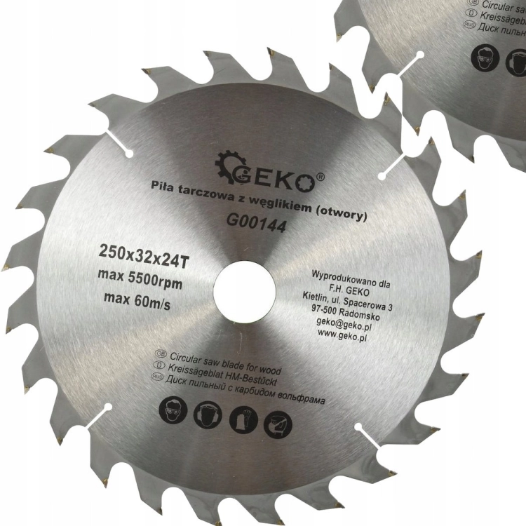 TARCZA Z WĘGLIKIEM WIDIOWA GEKO G00144 250 32 MM 24 ZĘBY WYTRZYMAŁA G00144
