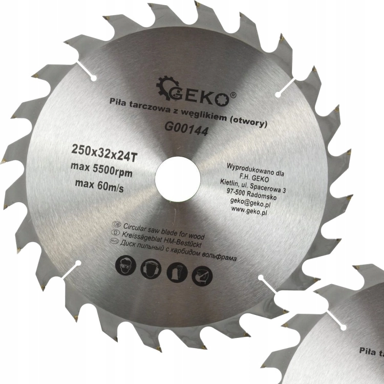 TARCZA Z WĘGLIKIEM WIDIOWA GEKO G00144 250 32 MM 24 ZĘBY WYTRZYMAŁA G00144