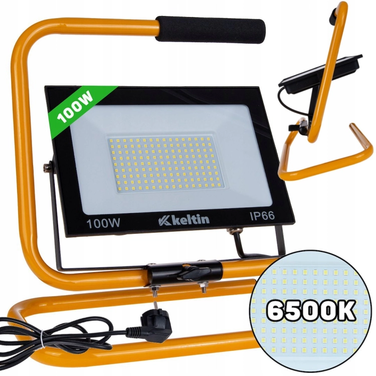 NAŚWIETLACZ LED 100W STATYW LAMPA ROBOCZA 10000LM IP66 6500K BIAŁA ZIMNA