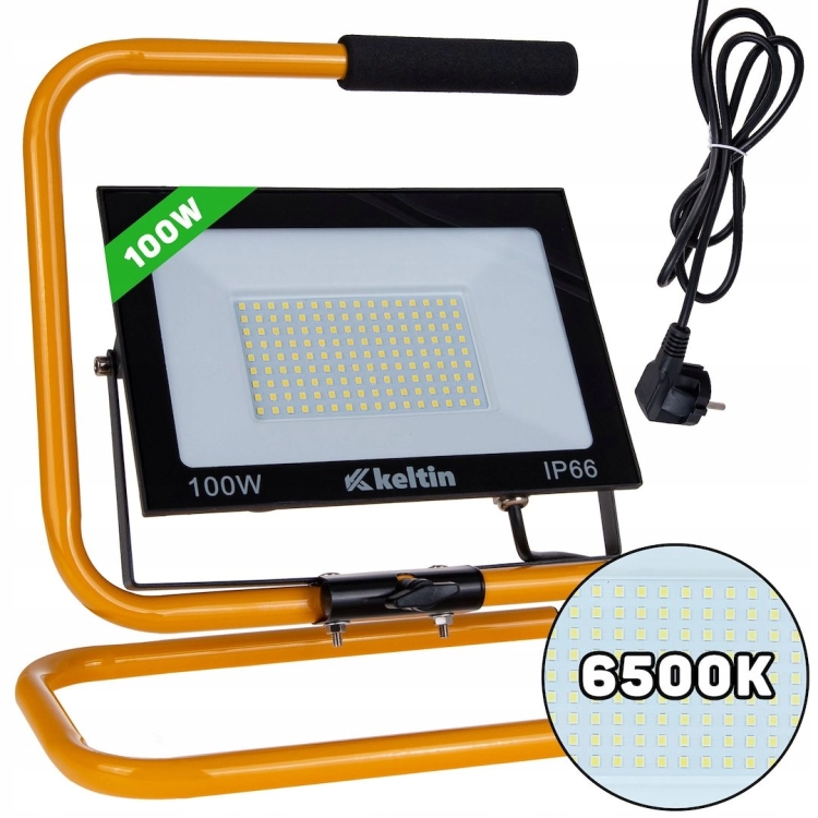 NAŚWIETLACZ LED 100W STATYW LAMPA ROBOCZA 10000LM IP66 6500K BIAŁA ZIMNA